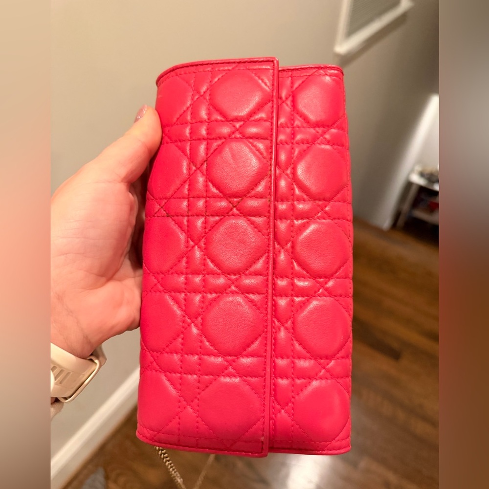 Dior Pink Quilted lady Dior rendezvous wallet on chain with coa - Picture 8 of 15